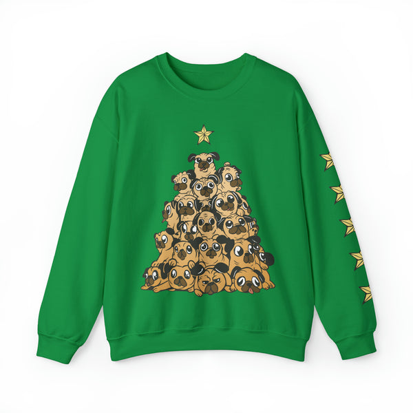 And A Pug in a Christmas Tree Sweatshirt