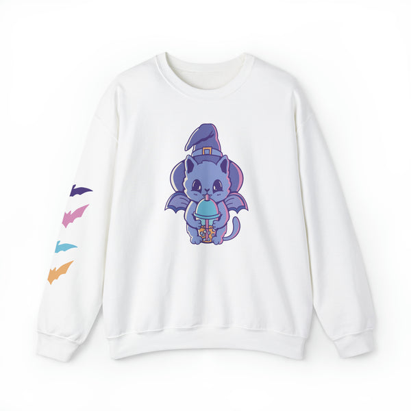 Eyeball Bubble Tea Witch Cat Sweatshirt