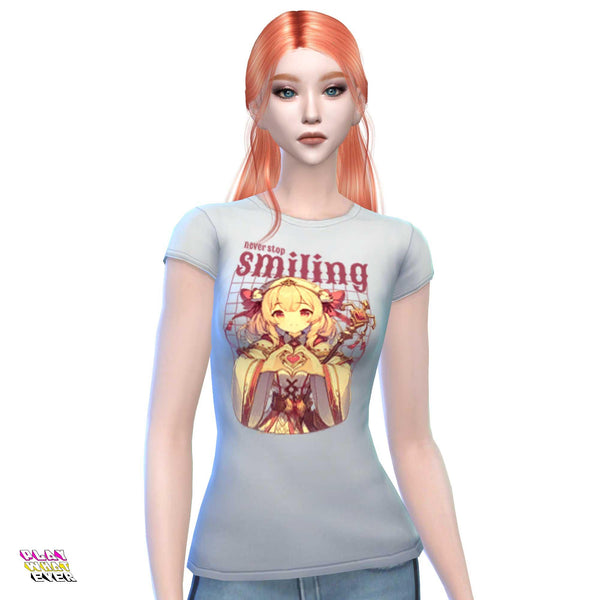 Sims 4 CC Never Stop Smiling Anime RPG Cleric Shirt