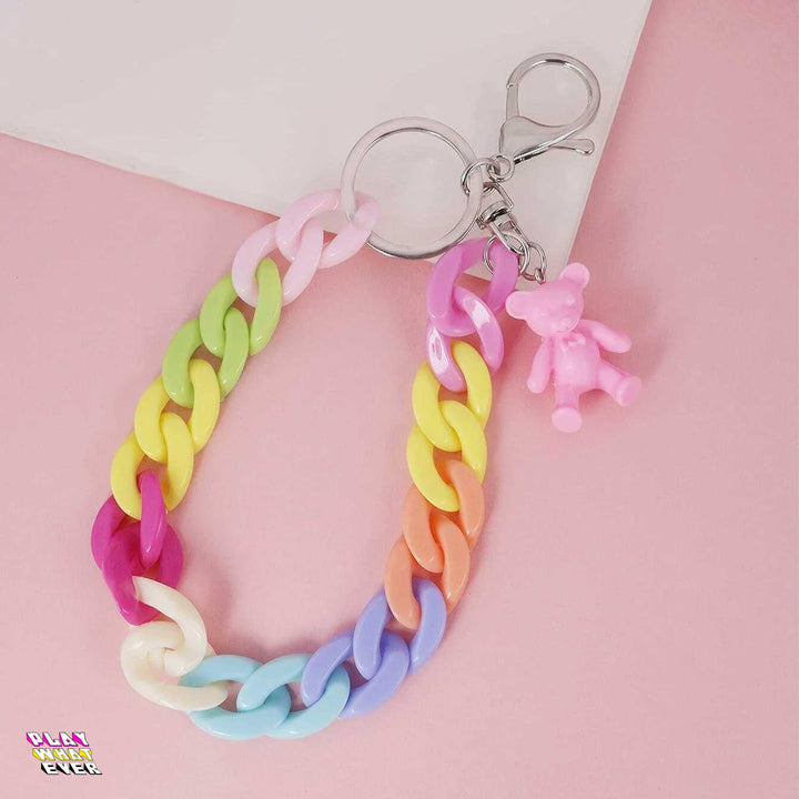 Bear Charm Multicolor Chain Keychain