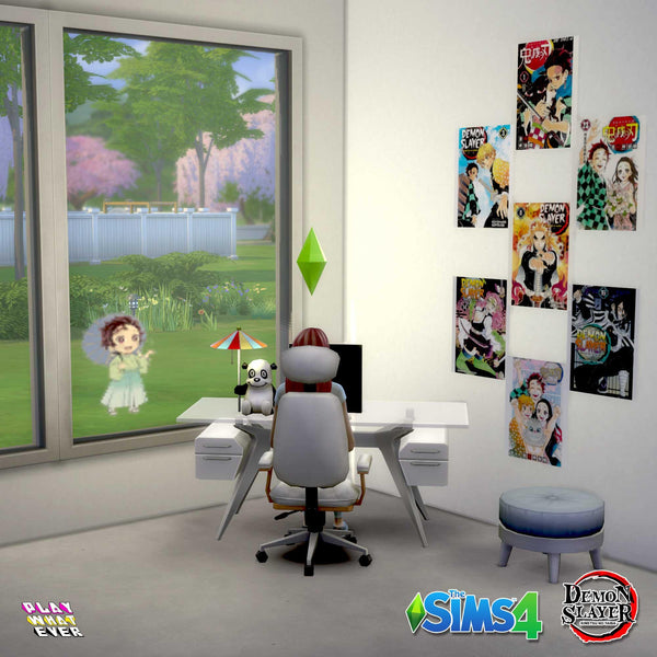 Sims 4 CC Demon Slayer Tanjiro in the Rain Decal Window