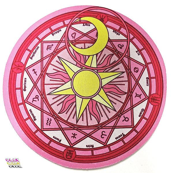 Sailor Moon Zodiac Signs Pink Round Mousepad