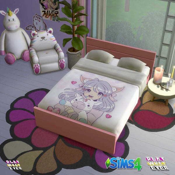 Sims 4 CC Cute Unicorn Anime Girl Bed