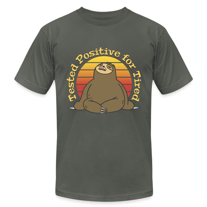 Tested Positive for Tired Funny Sloth T-Shirt - asphalt