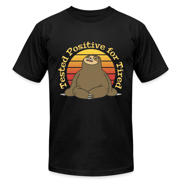 Tested Positive for Tired Funny Sloth T-Shirt - black