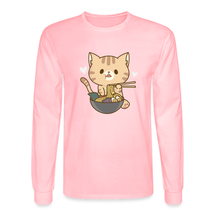 Meow Loves Ramen Long Sleeve T-Shirt - pink