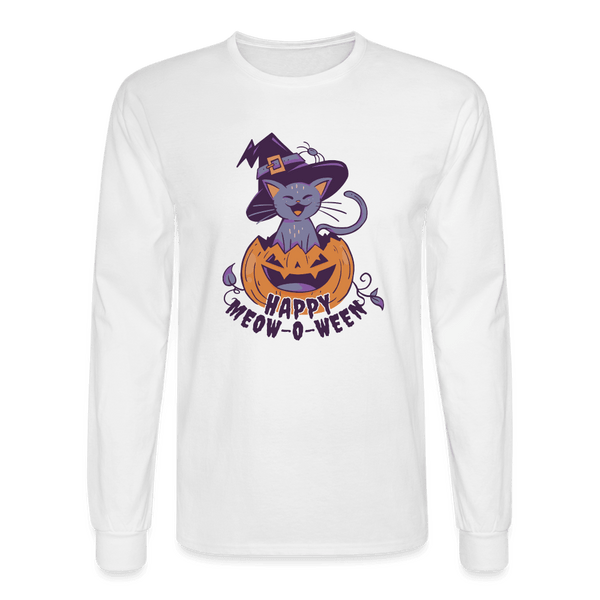 Happy Meow-O-Ween Long Sleeve T-Shirt - white