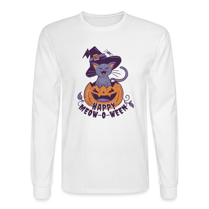 Happy Meow-O-Ween Long Sleeve T-Shirt - white