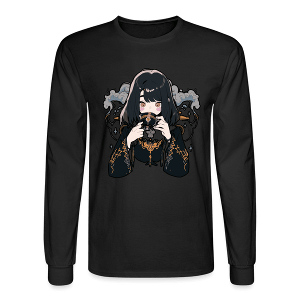 Tea is Life Anime Girl Long Sleeve T-Shirt - black