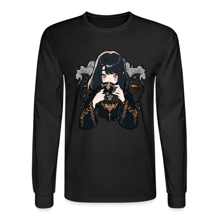 Tea is Life Anime Girl Long Sleeve T-Shirt - black