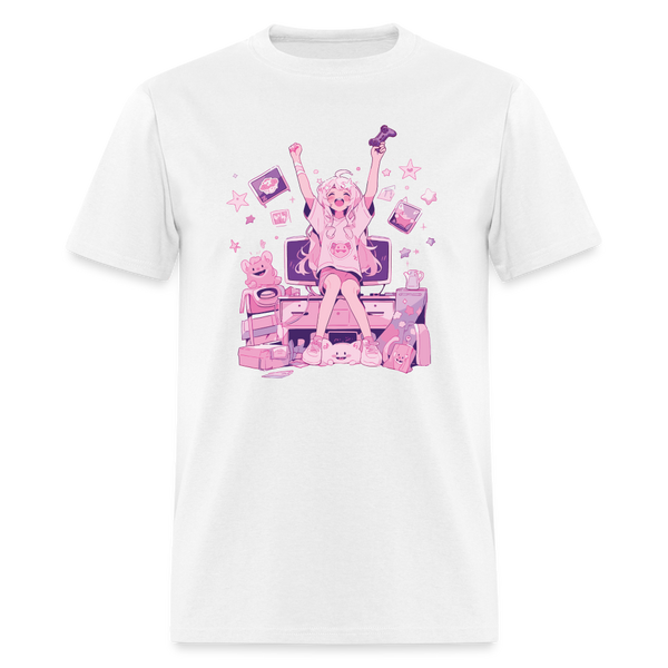 Yay! Girl Gamer Wins Pink Gaming Room T-Shirt - white