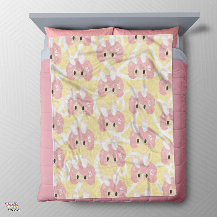 Kawaii Pastel Pink Bunny Girl Throw Blanket - PlayWhatever