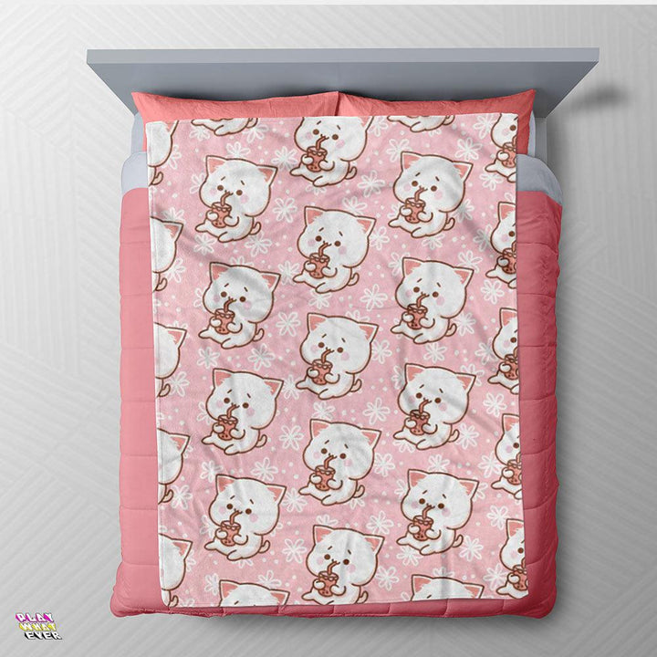 Bubble Tea Cute Cat Throw Blanket - PlayWhatever