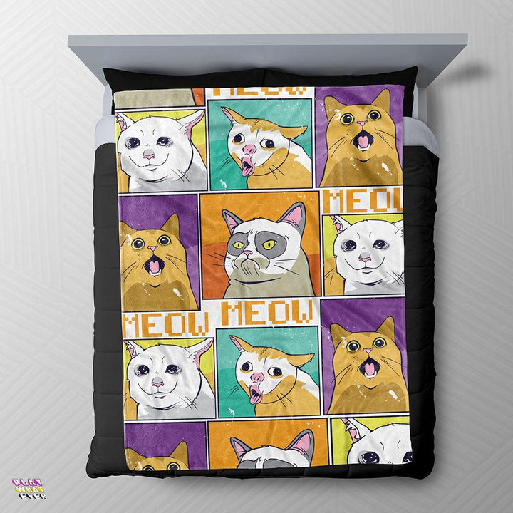 Cat Expressions Humor Funny Cat Blanket - PlayWhatever