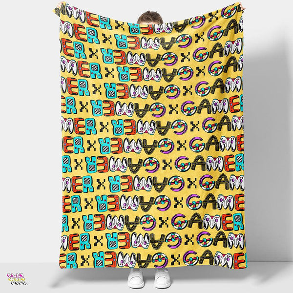 Console Gamer Pattern Velveteen Plush Blanket - PlayWhatever