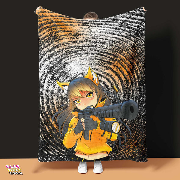 Anime Army Fox Girl Anime Blanket - PlayWhatever