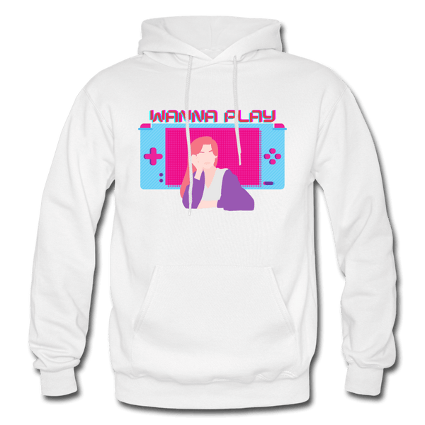 Wanna Play Retro Gameboy Gaming Unisex Hoodie - white