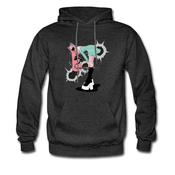 Punk Gunslinger Anime Girl Hoodie - charcoal gray