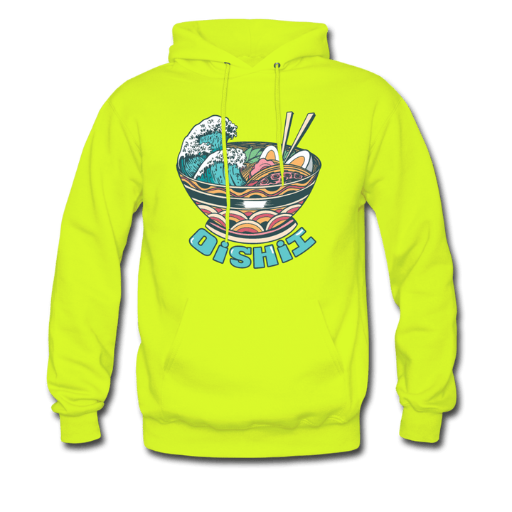 Oishii Desu! Ramen Ocean Hoodie - safety green