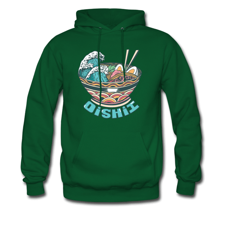 Oishii Desu! Ramen Ocean Hoodie - forest green