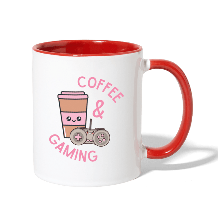 Coffee and Gaming Cute Mug - white/red