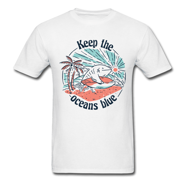 Keep the Oceans Blue Surfing Unisex T-Shirt - white