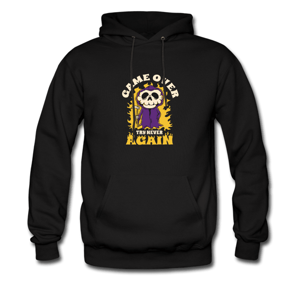 Game Over Try Never Again Skull Reaper Unisex Hoodie - black