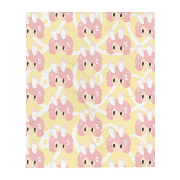 Kawaii Pastel Pink Bunny Girl Throw Blanket - PlayWhatever